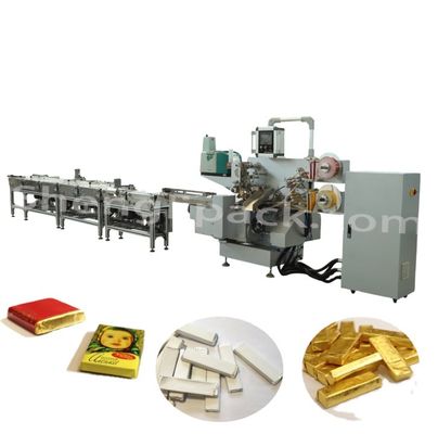 Tipo di imballaggio a pellicola Macchina di imballaggio di cioccolato a blocchi quadrati completamente automatica